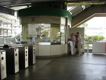 Drop-arm turnstiles and ticket booth at BTS.