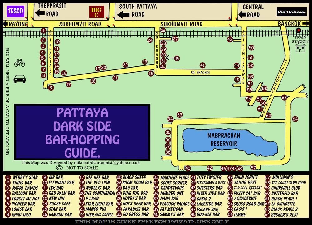 Pattaya Darkside bar hopping map